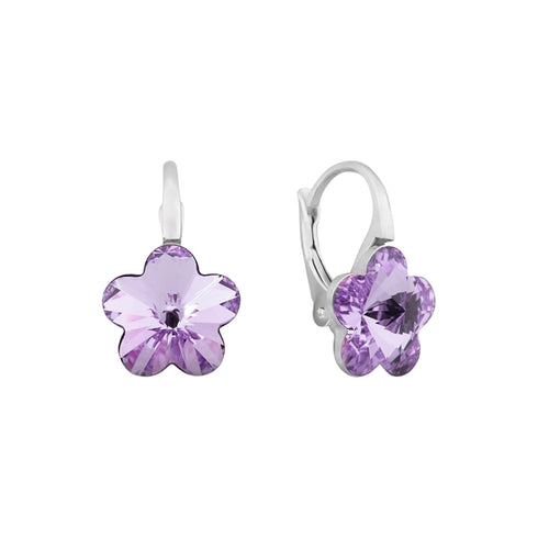 Sudraba auskari "Saules Ziediņš II (Violet)" ar Swarovski™ kristāliem